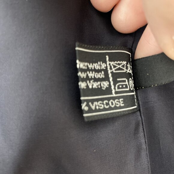 Harrods Wool Blazer Size UK 10 US 8 Navy Blue Jacket Two Button - Picture 9 of 9